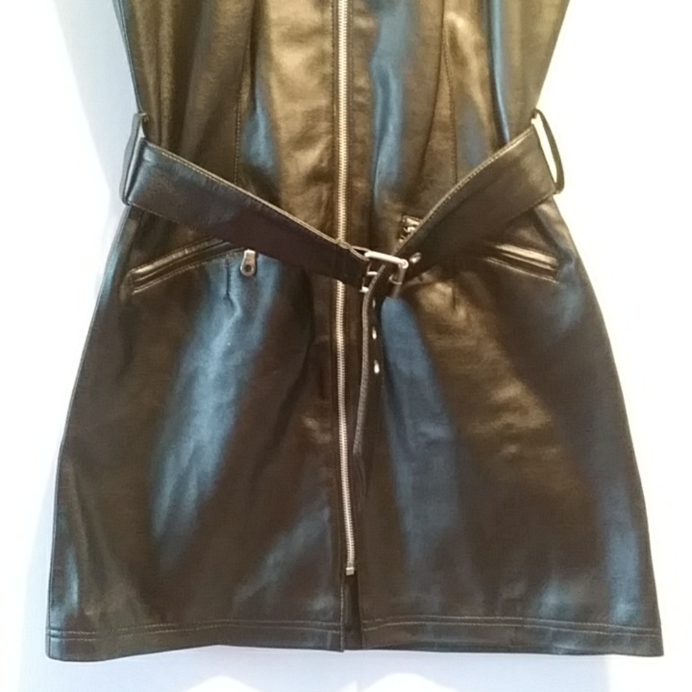 Vintage Faux Leather Mini Dress - Picture 3 of 9